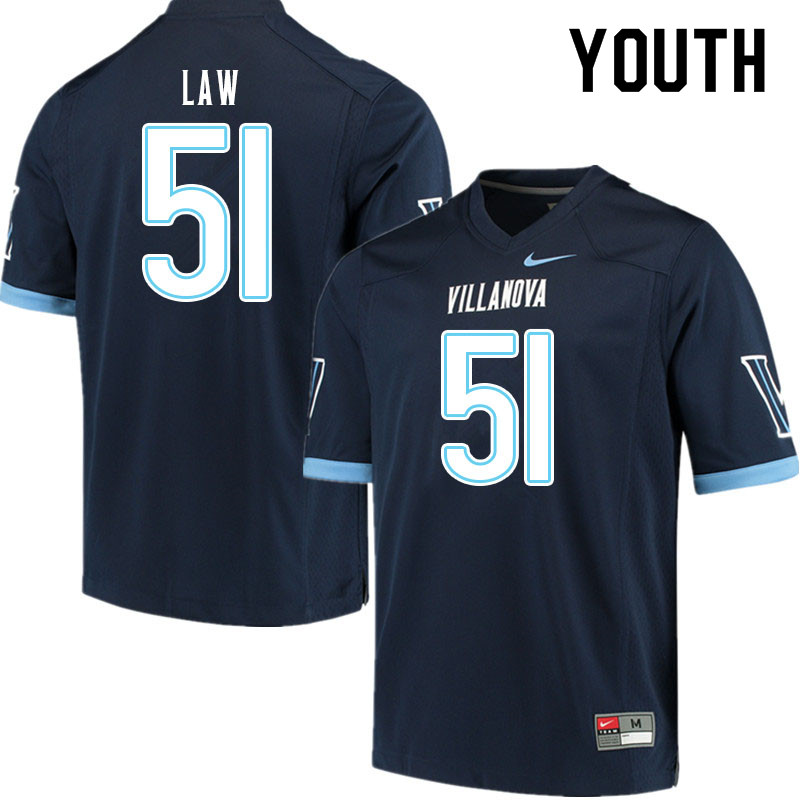 Youth #51 Dale Law Villanova Wildcats College Football Jerseys Sale-Navy